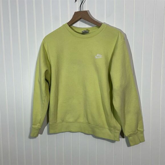 Nike Sportswear Club Fleece Crewneck Lime Green S Cozy Athleisure Streetwear Y2K - Picture 1 of 8